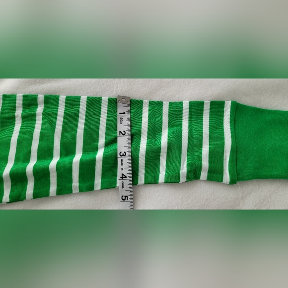 NWT Women's Sz Small Pajama Set, Green and White Striped - Picture 14 of 16